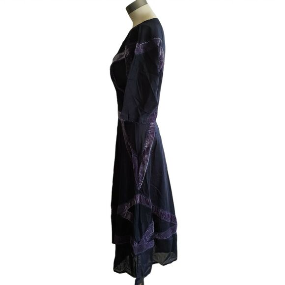 CHASING UNICORNS 1970 Voile Velvet Maxi midi dress in blueprint marilo Sz XS NEW - Picture 2 of 8